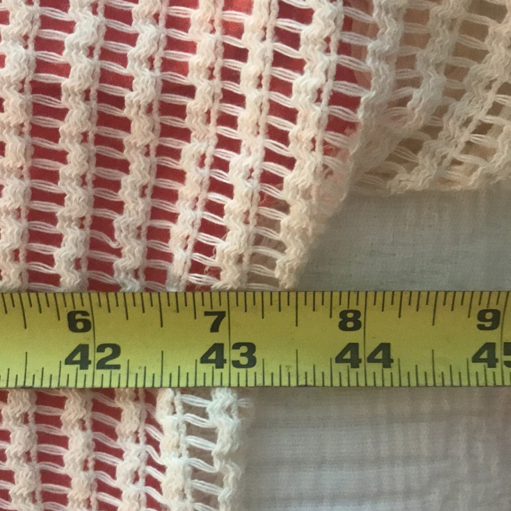 POL Salmon Pink & Cream Crochet Patchwork Color Block Boho Knit Top L - Picture 11 of 14